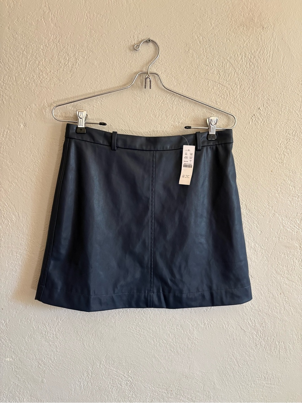 J. Crew Navy Faux Leather A-Line Skirt